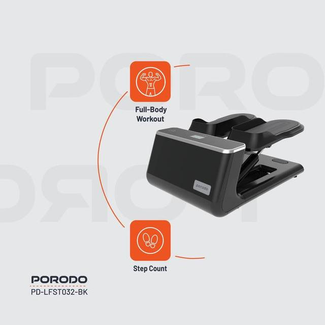 Porodo Lifestyle Mini Stepper Machine Full Body Workout with Ropes 120Kg Capacity Digital Display PD LFST032 BK 7MD Store